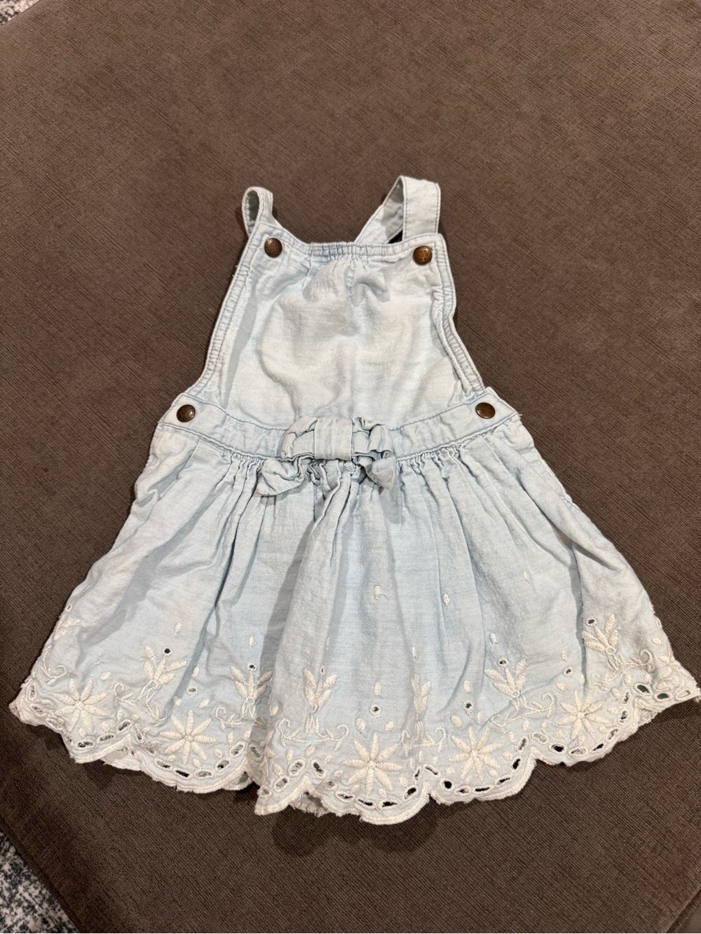 Cynthia Rowley Light Blue Embroidered Denim Overall Dress for Kids